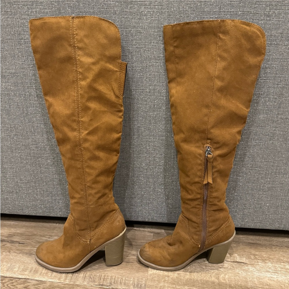 Brown/ Camel color over the knee boots